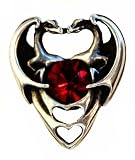 Heart Dragon Pin with Red Swarovski Crystal