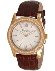 Caravelle by Bulova Womens 44L105 Rose Gold-Tone Leather and Crystal Watch