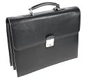 Lucrin - black leather Deluxe briefcase 2 compartments