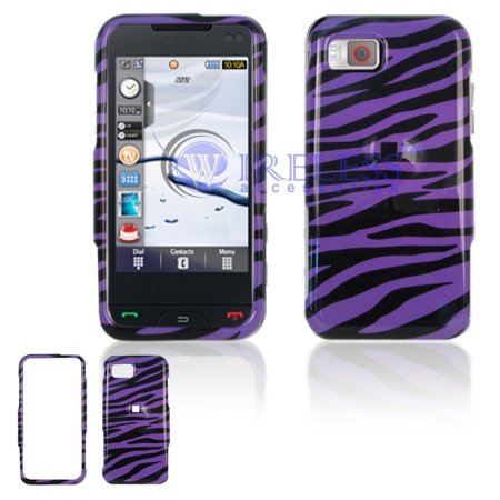 Samsung Eternity A867 Cell Phone Purple/Black Zebra Design Protective Case Faceplate Cover
