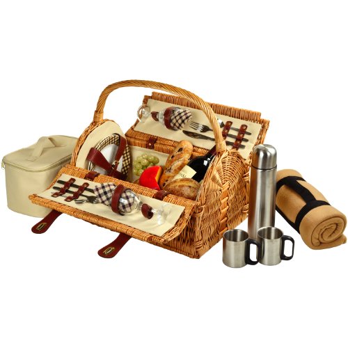 Picnic at Ascot Sussex Picnic Basket for 2 with Blanket and Coffee