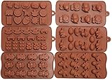 6pc Candy Molds, Chocolate Molds, Silicone Molds, Soap Molds, Silicone Baking Molds-6pc Value Set- Dinosaur,happy Faces,robots,bunny,figures,fruits, Kids Toys (Set of 6)
