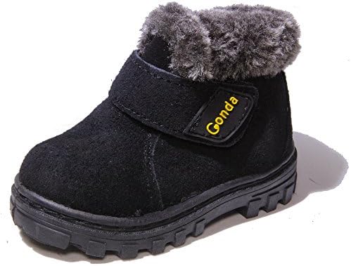 Kids Conda Black Faux Fur Suede Boots - Fur Lined Winter Boots Size 1 M US Little Kid