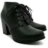 Spy Love Buy Womens Leather Style Lace Up Block Heel Ankle Boots Samantha