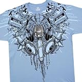 Rock The Mic T-Shirt, Mixed Up Liquid Blue Full Shirt Designs, X-Large, Lt Blue