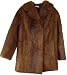 2098 Ladies Size 10 Brown Color New Real Long Hair Solid American Nutria Fur Classic Hipster Jacket Notched Collar Straight Sleeve Hook Clasp Front Closure Polyester Lining Inside Pocket Slash Outside Pocket