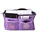 2 Pack Magik Travel Insert Handbag Purse Large Liner Organizer Tidy Bags Expandable 13 Pocket Handbag Insert Purse Organizer with Handles (Purple)