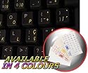 PORTUGUESE KEYBOARD STICKERS WITH YELLOW LETTERING ON TRANSPARENT BACKGROUND