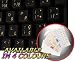 PORTUGUESE KEYBOARD STICKERS WITH YELLOW LETTERING ON TRANSPARENT BACKGROUND