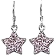 Pink Sapphire Cubic Zirconia Pave Star Platinum Overlay CAREFREE Sterling Silver Drop Earrings