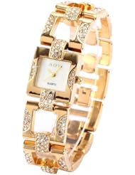 Luxury Bling Crystal MOP Dial Lady Womens Steel Analog Gold Quartz Wrist Watch WK1119