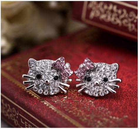 Fun Daisy Fashion Jewelry - Crystal Hello Kitty Cat Earrings Ear Studs - ed004