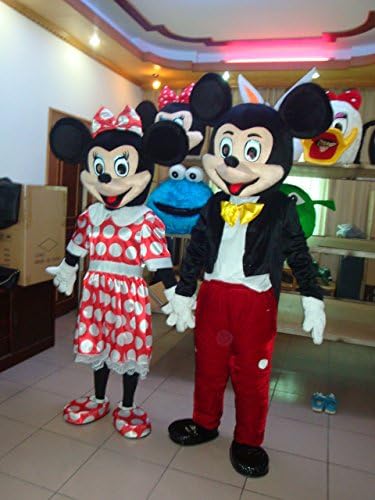 Gujin Cartoon Character Mickey and Minnie Mouse Mascot Adult Costume (One size, Couple)
