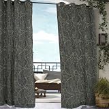 Belize Outdoor Grommet Top Curtain Panel in Black Size: 108" H x 50" W