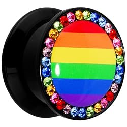 9/16" Rainbow Flag Acrylic Stash Plug