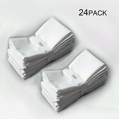 Emart Set of 24 Pack 20-inch Oversized Dinner Polyester White Napkins Tailored with Mitered corners and a generous hem