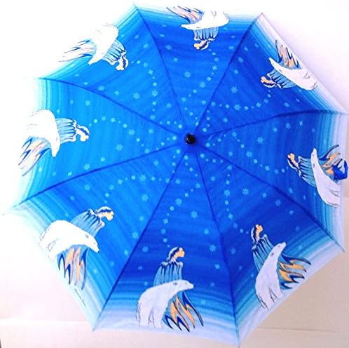 Collapsible Mother Winter Umbrella w/Case Sioux Artist Maxine Noel Polar Bears
