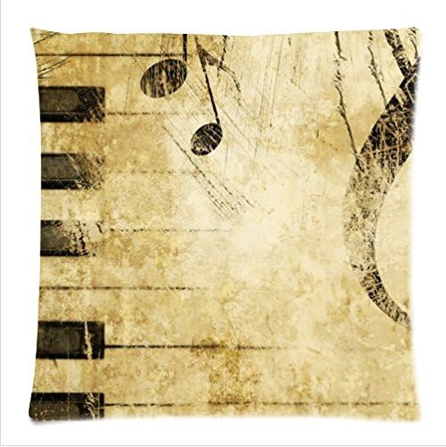 Personalized funny music notes pattern soft Satin bolster case pillowcase,Zipper pillow cases 18"(W)x18"(L)one side