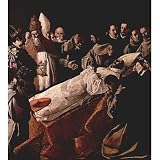 Francisco de Zurbarán (Laying out of St. Bonaventure in the presence of Pope Gregory X. and the King Jaime I of Aragon) - 11x17 custom fit with RichAndFramous Black 99 inch Poster Hangers