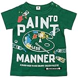 【H28年春夏物】JEANS-b(ジーンズベー) 製品洗い加工済み スラブ天竺paint半袖Tシャツ 90cm/GN NO.B-360102