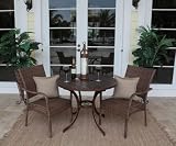 Chub Cay Patio 3 Piece Slatted Table and Arm Chair Set