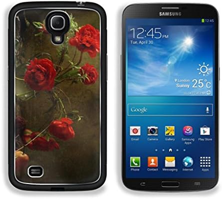 Red Flowers Samsung Galaxy Mega 6.3 Cover Premium Aluminum Design TPU Case Open Ports Customized Made to Order