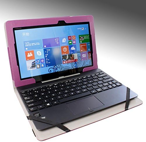 For ASUS Transformer BOOK T100, T100TA, T100TAM Family 10.1-inch Good QUALITY PU LEATHER FOLIO PROTECTIVE SMART CASE, COVER, STAND with MICROFIBER INNER, Hand Strap and Credit Cards / ID Holders 2 SCREEN PROTECTORS and STYLUS! PURPLE.