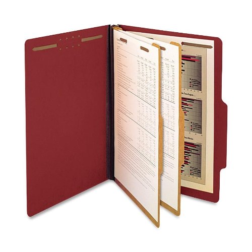 S J Paper S61900 Std 2.25 in. Expansion Classification Folder, Legal, Six-Section, Red, 15-Box