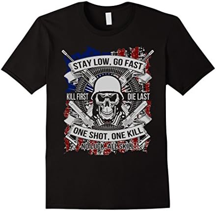 Men's Veteran Soldier Shirt - One Shot One Kill, No Luck All Skill 2XL Black