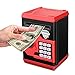 Zonkin Cartoon Electronic ATM Password Piggy Bank Cash Coin Can Auto Scroll Paper Money Saving Box Gift for Kids (Black red)
