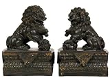 Classic Elegant Unique Business Corporate Gift Idea for Him Her – 9″ Chinese Foo Dog Lion Statue Book Ends – Pair
