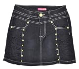 PANYC “Black Denim Squared Gem” Big Girls Jean Skirt