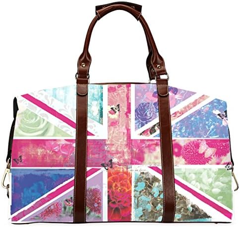 GRRL Union Jack British Flag Waterproof Fabric Travel Duffel Bag Luggage Tote