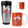 Miami Heat NBA Stainless Steel Travel Tumbler & Game ball Ceramic Mug Set - Primary Logo by Great American Products