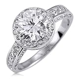 Sterling Silver Ring 925 Round Cubic Zirconia CZ Ring - Ideal Gift For Mother, For Her, Birthday, Anniversary, Bridal, Wedding, Engagement