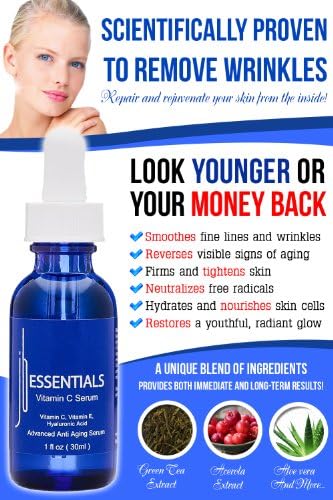 Best Vitamin C Serum For Your Face Contains Vitamin C + E + Hyaluronic Acid Serum - Best Pure Organic Potent 1oz Bottle For Face and Skin - Makes Your Skin Radiant, Anti Aging, Anti Wrinkle, Fights Free Radicals To Make Your Skin Have That Youthful Glow. Free Bonus eBook On Skincare For Faster Results. Lifetime Money Back Guarantee.