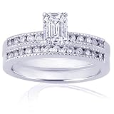 1.25 Ct Emerald Cut Diamond Wedding Rings Set VS1-D IGI