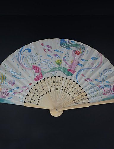 High Quality Paper Fans and parasols - 4 Piece/Set Hand Fans Asian Theme / Fairytale Theme Red / Pink / Blue , design 2