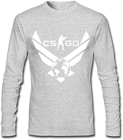 Game CSGO Global Offensive Logo T-shirts Long Sleeves For Men HeatherGray