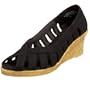 Annie Shoes Women's Odele Wedge,Black Linen,8 W US