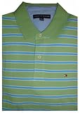 Men's Tommy Hilfiger Polo Shirt Size Small - XXL Short Sleeved Green, Blue & White Striped