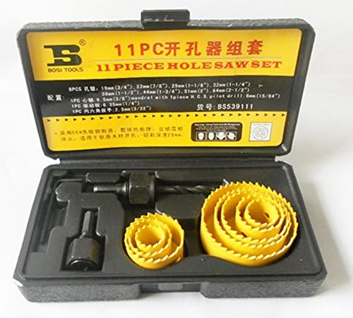 BOSI 11 Pcs Hole Saw Bit Kit Holesaw Wood 3/4"-2 1/2"