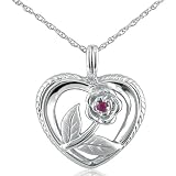 51GrjH4fBCL. SL160  Ruby Rose in Heart Necklace in Sterling Silver on an 18 Chain