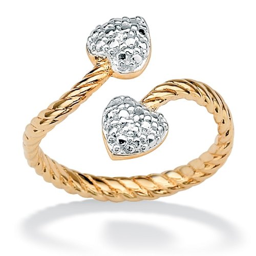 18k Gold Over Silver Diamond Accent Heart Ring