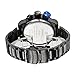 Weide Mens Sports Black Dial Dual Time Red Number Display Black Stainless Steel Wrist Watch