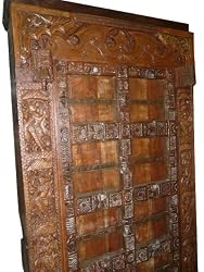 Rare Haveli Doors Antique Hand Carved Teak Wood Indian Ornate Carvingdoor 78x50