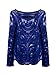 Choies Women's Cotton Blend Lace Plain Long Sleeve Round Neck Loose Blouse