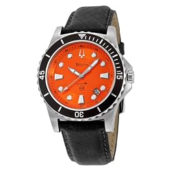 Bulova Men's 98B132 Marine Star Orange Dial Strap Watch