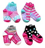 Ez Sox Kids Socks Seamless toe non-skid grippers with easy pull loops (4 pairs)