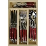 Laguiole Red Handled 24 Piece Cutlery Set